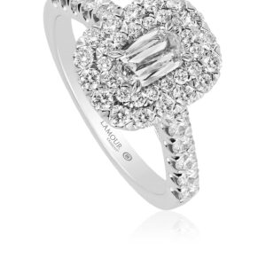 Double Halo Engagement Ring with Diamond Band